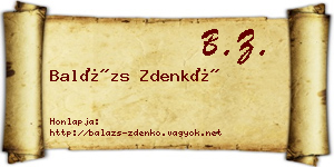 Balázs Zdenkó névjegykártya